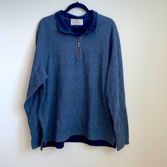 Tommy Bahama navy reversible quater zip pullover - Picture 1 of 5
